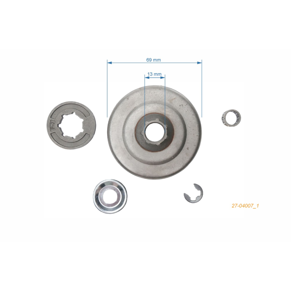 Bęben sprzęgła 3/8"7 zębów z pierścieniem zapasowym do pił łańcuchowych Stihl 017 018 021 023 025 MS170 MS180 MS210 MS230 MS250 (OEM 11236402003)