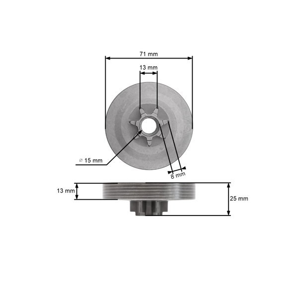 Bęben sprzęgła .325" z 7 zębami do pił łańcuchowych chińskich i hobbystycznych z silnikiem o pojemności 45 cm3, 52 cm3 i 58 cm3