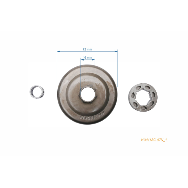 Bęben sprzęgła HS PARTS 3/8" 7 zębów do pił łańcuchowych Husqvarna 51 55 55 Rancher 154 254 257 262 Partner 400 500 540 545 P5000 P48 P49V Jonsered 490 590 (OEM 503453902)