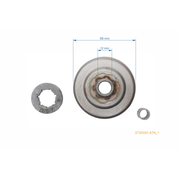 Bęben sprzęgła HS PARTS 3/8" 7 zębów do pilarek Stihl 009 009Q 010 010AVEQ 010AVQ 011AVEQ 012 (OEM 11206402005)
