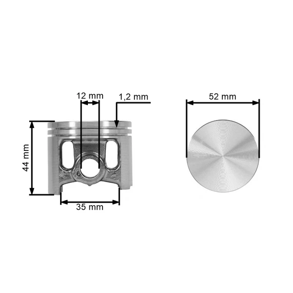 Cylinder kompletny z tłokiem HS PARTS do pił łańcuchowych Stihl MS461 52 mm (OEM 11280201250)