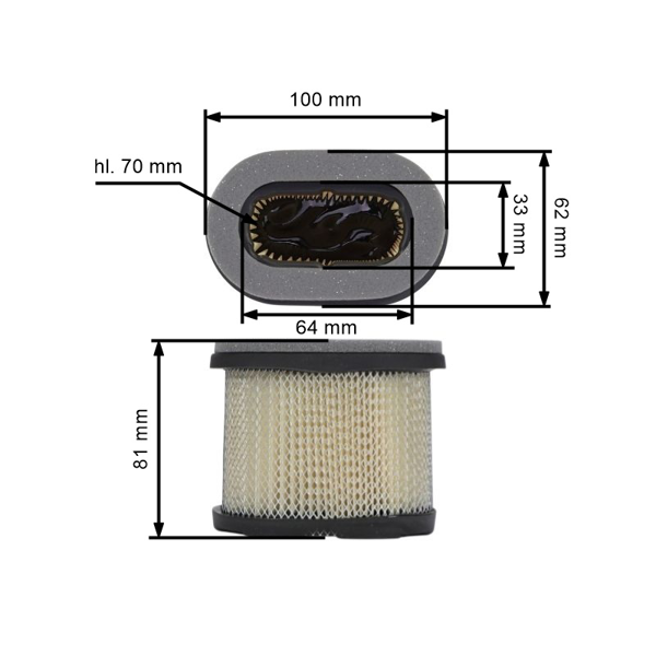 Filtr powietrza 100 mm x 62 mm x 81 mm do silników Briggs & Stratton Intek Power 5,0 PS - 6,5 PS Oryginalna część (OEM 690610 498596 697029 M143278 M147431)