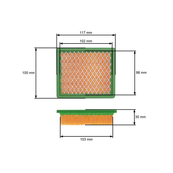 Filtr powietrza 117 mm x 100 mm x 30 mm do chińskich pił łańcuchowych NAC NGP Hecht i kosiarek hobbystycznych