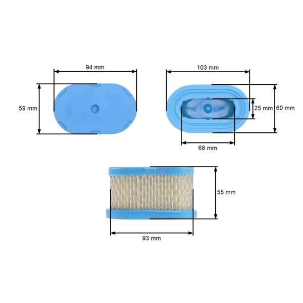 Filtr powietrza 94 mm x 59 mm x 55 mm do silników Briggs & Stratton Quantum (OEM 497725)