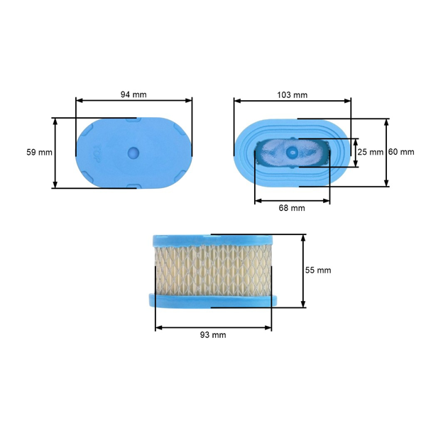 Filtr powietrza 94 mm x 59 mm x 55 mm do silników Briggs & Stratton Quantum (OEM 497725)