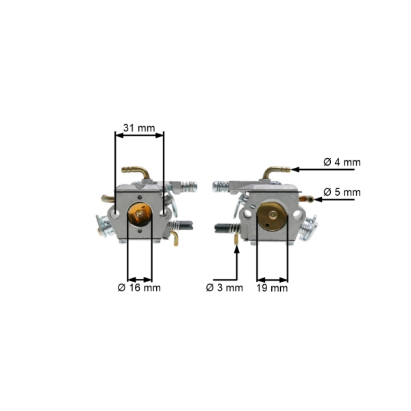 Gaźnik do chińskich pił łańcuchowych i pił z rynku hobbystycznego pojemność silnika 45 cc - 52 cc