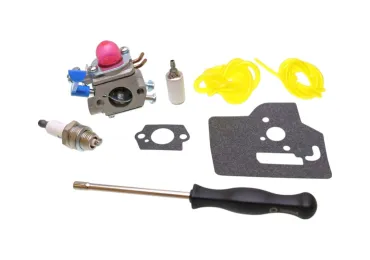 Gaźnik do podkaszarki Husqvarna 124R 125R 125RJ 128R 128RJ 125LDX 128C 128L 128LDX Jonsered BC2126 BC2128 CC2126 CC2128 GC2128 C GT2125 GT2128 McCulloch B28B B28P B28PS zestaw akcji 8 części (OEM 545081848)