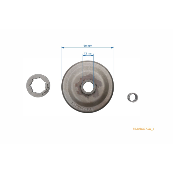 HS PARTS bęben sprzęgła 1/4" 9 zębów do pilarek Stihl 017 018 019T MS170 MS171 MS180 MS190 MS191T MS181 MS190 MS191 MS210 MS230 MS231 MS241 MS251 (OEM 11236402007)