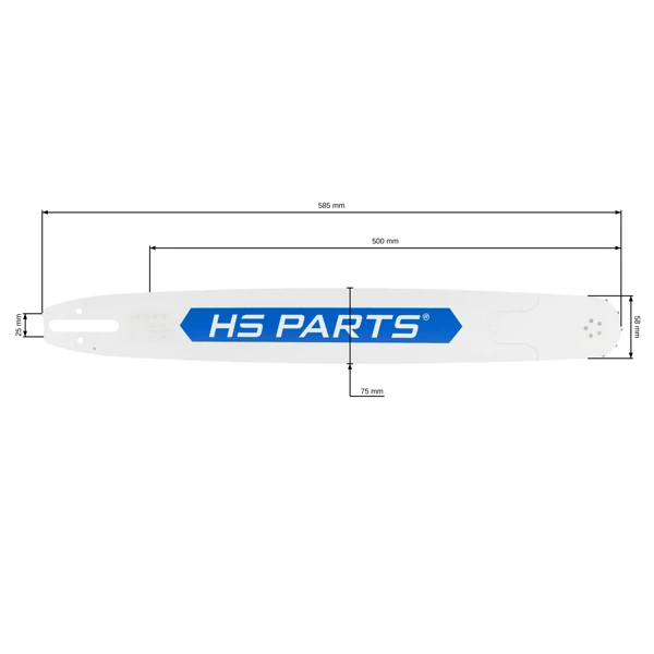 HS PARTS Profesjonalna Prowadnica 20" (50 cm) 3/8" (1,6 mm) 72 linki do Stihl 034 036 039 041 042 044 046 056 066 MS290 MS390 MS340 MS360 MS361 MS362 MS380 MS381 MS440 MS460 MS441 MS640 MS650 MS660 MS500i