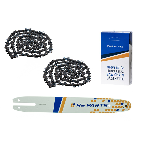 HS PARTS Prowadnica 12" (30 cm) 3/8" .043" (1,1 mm) + 2 x Łańcuch tnący 44 ogniwa Ząb kwadratowy dla Stihl MSE140 MSE141 MSE160 MS170 MS171 MS180 MS181 MS192 MS211 MS191T MSE141 MSA200C HT101 HT70 E140 023L