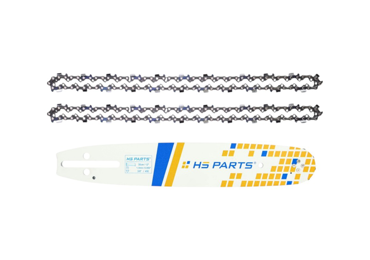 HS PARTS Prowadnica 12" (30 cm) 3/8" .050" (1,3 mm) + 2 x Łańcuch tnący 45 ogniwa Kwadratowy ząb do Husqvarna 120 135 140 240 334T 335XPT 338XPT T540XP Jonsered 2035 2036 CS2135 CS2139T Solo 614 630 633 635 637 McCulloch MS1636