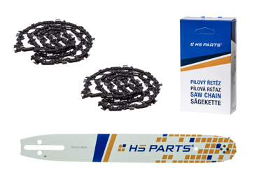 HS PARTS Prowadnica 14" (35 cm) 3/8" .050" (1,3 mm) + 2 x Łańcuch tnący 52 ogniwa Kwadratowy ząb do Husqvarna 120 135 140 240 334T 335XPT 338XPT T540XP Jonsered 2035 2036 CS2135 CS2139T Solo 614 630 633 635 637 McCulloch MS1636