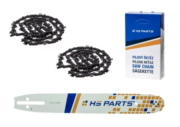 HS PARTS Prowadnica 14" (35 cm) 3/8" .050" (1,3 mm) + 2 x Łańcuch tnący 52 ogniwa Ząb kwadratowy do Husqvarna 36 41 136 137 141 236 240 T435 335XPT 333 334 Jonsered 2035 2115 2117 2138 CS2234 CS2236T Solo 614 630 633 636