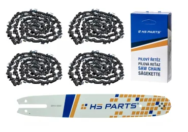 HS PARTS Prowadnica 14" (35 cm) 3/8" .050" (1,3 mm) + 4 x Łańcuch tnący 50 ogniw Ząb kwadratowy do Stihl 009 012 017 018 019 020 021 025 MS170 MS180 MS192 MS200 MS210 MS211 MS241 MS251