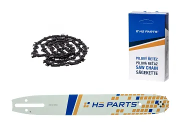 HS PARTS Prowadnica 14" (35 cm) 3/8" .050" (1,3 mm) + Łańcuch tnący 52 ogniwa Ząb kwadratowy do Partner 350 351 370 P420 Husqvarna T425 E16 E316 E321 Dolmar PS330 PS33 PS34 ES152 Homelite 3300 CS40 Solo 613 Oleomac GS35 GS350 931