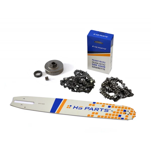 HS PARTS Prowadnica 15" (38 cm) + 2 x Łańcuch tnący 3/8" .063" (1,6 mm) 56 ogniw Ząb kwadratowy + Bęben sprzęgła do Stihl 034 036 MS340 MS360