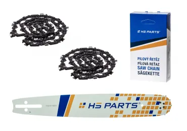 HS PARTS Prowadnica 15" (38 cm) 3/8" .050" (1,3 mm) + 2 x Łańcuch tnący 56 ogniw Ząb kwadratowy do Husqvarna 246 254 262 345 357 455 460 555 560 Jonsered 2054 CS2260 Dolmar 111 112 115 PS540 Solo 613 614 650 Oleomac 162 956 962