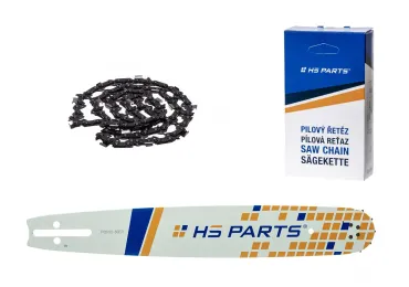 HS PARTS Prowadnica 15" (38 cm) 3/8" .050" (1,3 mm) + Łańcuch tnący 56 ogniw Zęby kwadratowe do Husqvarna 246 254 262 345 357 455 460 555 560 Jonsered 2054 CS2260 Dolmar 111 112 115 PS540 Solo 613 614 650 Oleomac 162 956 962