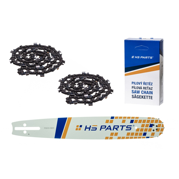 HS PARTS Prowadnica 15" (38 cm) 3/8" .058" (1,5 mm) + 2 x Łańcuch tnący 56 ogniw Zęby kwadratowe do Husqvarna 36 45 51 55 137 242 262 340 345 346 357 359 435 444 450E 460 550XP 55 5 560XP T435