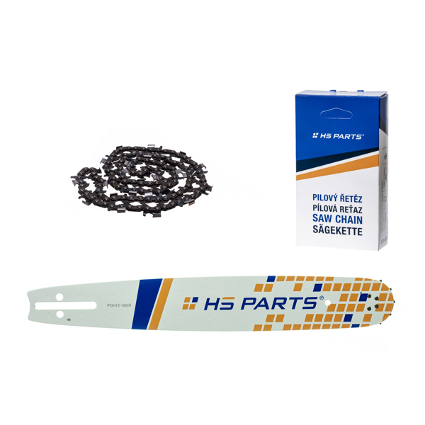 HS PARTS Prowadnica 15" (38 cm) 3/8" .058" (1,5 mm) + Łańcuch tnący 56 ogniw, ząb okrągły do wykonywania listew i desek, pasuje do Husqvarna 51 55 346XP 353 357 359 455 460 560XP