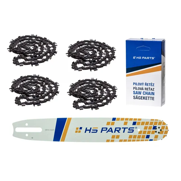 HS PARTS prowadnica 15" (38 cm) 3/8" .063" (1,6 mm) + 4 x łańcuch do cięcia wzdłużnego 56 ogniwa dla Stihl 041 042 036 044 048 056 066 MS290 MS310 MS360 MS361 MS362 MS391 MS440 MS441 MS462 MS460 MS640 MS650 MS660 MS500i