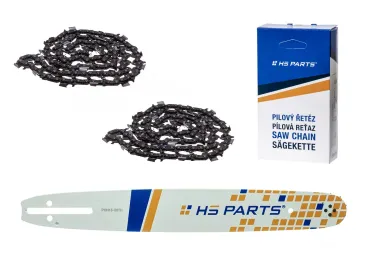 HS PARTS Prowadnica 15" (38 cm) .325" .050" (1,3 mm) + 2 x Łańcuch tnący 64 ogniwa Zęby kwadratowe do Husqvarna 36 55 136 154 257 262 346 357 435 445 460 Jonsered 2054 2152 2155 Dolmar 109 111 112 116 Solo 639 651 665