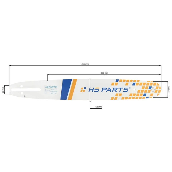 HS PARTS Prowadnica 15" (38 cm) .325" .050" (1,3 mm) do Husqvarna 36 45 55 136 154 254 257 262 345 346 357 435 445 460 Jonsered 2054 2152 2155 CS2149W Dolmar 109 111 112 116 Oleomac 938 946 947 952