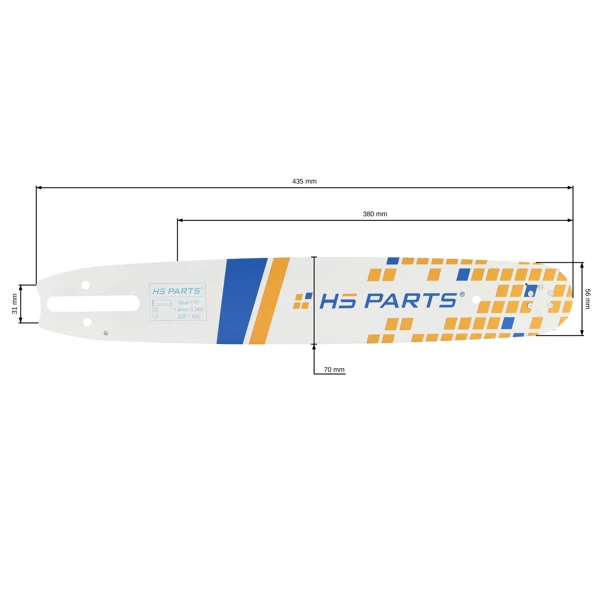 HS PARTS Prowadnica 15" (38 cm) .325" .063" (1,6 mm) dla Stihl 024 026 028 029 030 031 032 039 MS240 MS260 MS261 MS270 MS271 MS280 MS290 MS291 MS310 MS390