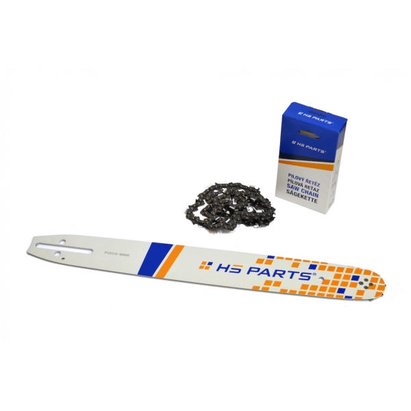 HS PARTS Prowadnica 16" (40 cm) + 2 x Łańcuch tnący 3/8" .050" (1,3 mm) 56 ogniw ząb kwadratowy + Bęben sprzęgła Partner 350 351 370 390 420