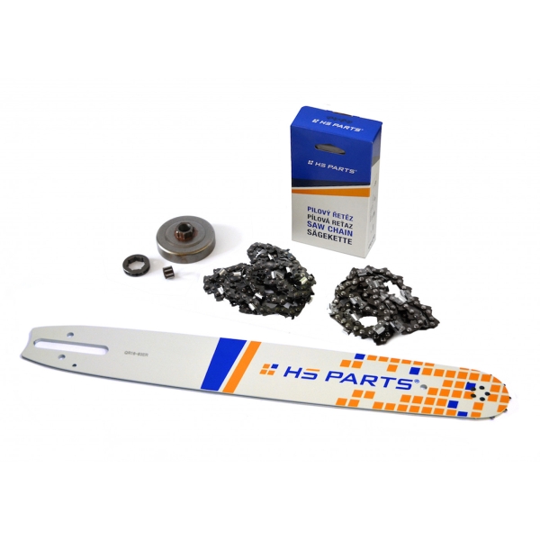 HS PARTS Prowadnica 16" (40 cm) + 2 x Łańcuch tnący 3/8" .063" (1,6 mm) 60 ogniw Zęby kwadratowe + Bęben sprzęgła do Stihl 044 046 MS341 MS361 MS440 MS460
