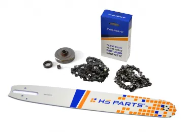 HS PARTS Prowadnica 16" (40 cm) + 2 x Łańcuch tnący 3/8" .063" (1,6 mm) 60 ogniw Zęby kwadratowe + Bęben sprzęgła do Stihl 044 046 MS341 MS361 MS440 MS460 MS461