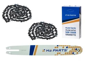 HS PARTS Prowadnica 16" (40 cm) 3/8" .050" (1,3 mm) + 2 x Łańcuch tnący 55 ogniw Ząb kwadratowy do Stihl 009 010 011 017 018 019 020 021 023 025 MS160 MS170 MS171 MS180 MS181 MS192 MS210 MS211 MS250 MS231 MS241 MS251