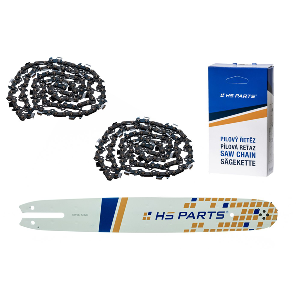 HS PARTS Prowadnica 16" (40 cm) 3/8" .050" (1,3 mm) + 2 x Łańcuch tnący 55 ogniw Ząb kwadratowy do Stihl 009 010 011 017 018 019 020 021 023 025 MS160 MS170 MS171 MS180 MS181 MS192 MS210 MS211 MS250 MS231 MS241 MS251