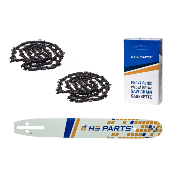 HS PARTS Prowadnica 16" (40 cm) 3/8" .050" (1,3 mm) + 2 x Łańcuch tnący 56 ogniwa Kwadratowy ząb do Husqvarna 120 135 140 240 334T 335XPT 338XPT T540XP Jonsered 2035 2036 CS2135 CS2139T Solo 614 630 633 635 637 McCulloch MS1636