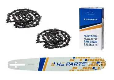 HS PARTS Prowadnica 16" (40 cm) 3/8" .050" (1,3 mm) + 2 x Łańcuch tnący 60 ogniw Ząb kwadratowy do Husqvarna 246 254 262 345 357 455 460 555 560 Jonsered 2054 CS2260 Dolmar 111 112 115 PS540 Solo 613 614 650 Oleomac 162 956 962