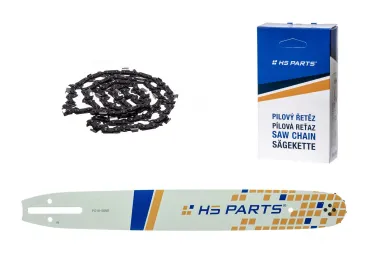 HS PARTS Prowadnica 16" (40 cm) 3/8" .050" (1,3 mm) + Łańcuch tnący 56 ogniw Ząb kwadratowy do Partner 350 351 370 P420 Husqvarna T425 E16 E316 E321 Dolmar PS330 PS33 PS34 ES152 Homelite 3300 CS40 Solo 613 Oleomac GS35 GS350 931