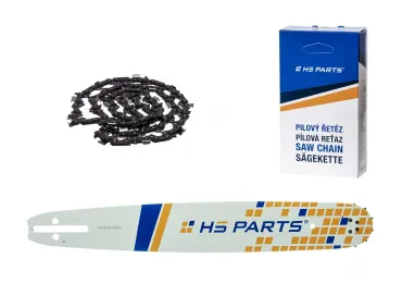 HS PARTS Prowadnica 16" (40 cm) 3/8" .050" (1,3 mm) + Łańcuch tnący 60 ogniw Zęby kwadratowe do Husqvarna 246 254 262 345 357 455 460 555 560 Jonsered 2054 CS2260 Dolmar 111 112 115 PS540 Solo 613 614 650 Oleomac 162 956 962