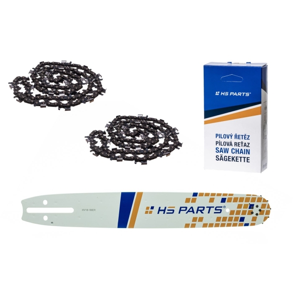 HS PARTS Prowadnica 16" (40 cm) 3/8" .058" (1,5 mm) + 2 x Łańcuch tnący 60 ogniw zęba okrągłego do wykonywania pił i desek pasuje do Husqvarna 266 268 362 365 371 372XP 395 576XP
