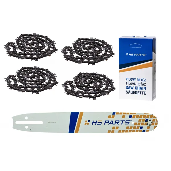 HS PARTS prowadnica 16" (40 cm) 3/8" .058" (1,5 mm) + 4 x łańcuch do cięcia wzdłużnego 60 ogniwa dla Husqvarna 61 66 268 272 365 372XP 385 585 Solo 665 670 681 Jonsered 2077 2171 Dolmar PS6400 Shindaiwa 285 577 Makita DCS6400 DCS7301