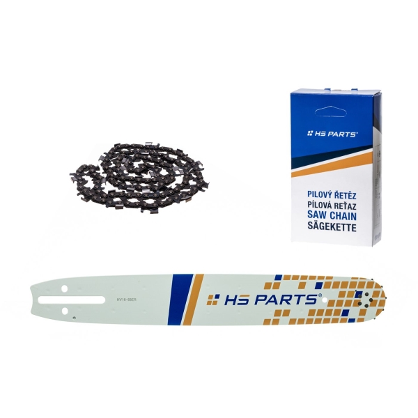 HS PARTS Prowadnica 16" (40 cm) 3/8" .058" (1,5 mm) + Łańcuch tnący 60 ogniw z zębem okrągłym do wykonywania pił i desek pasuje do Husqvarna 266 268 362 365 371 372XP 395 576XP