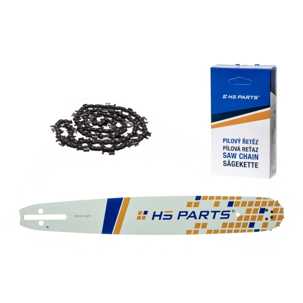HS PARTS Prowadnica 16" (40 cm) 3/8" .058" (1,5 mm) + Łańcuch tnący 60 ogniw, ząb okrągły do wykonywania listew i desek, pasuje do Husqvarna 51 55 346XP 353 357 359 455 460 560XP