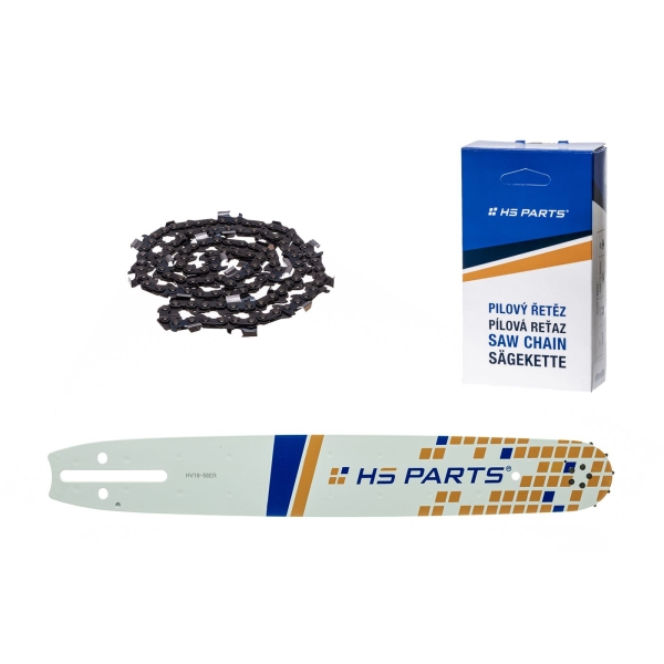 HS PARTS Prowadnica 16" (40 cm) 3/8" .058" (1,5 mm) + Łańcuch tnący 60 ogniw Zęby kwadratowe do Husqvarna 61 66 266 268 272 365 372XP 281 298 380 385 585 Solo 665 670 681 Jonsered 2077 2171 Dolmar PS6400 Shindaiwa 285 Makita DCS6400