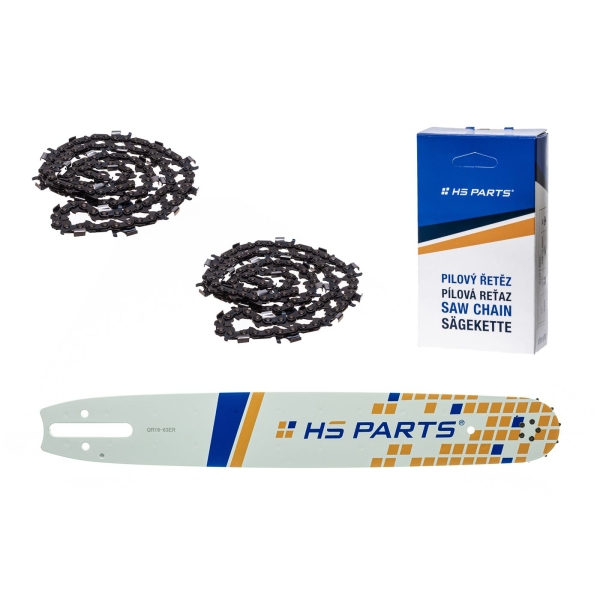 HS PARTS Prowadnica 16" (40 cm) 3/8" .063" (1,6 mm) + 2 x Łańcuch tnący 60 ogniw Ząb okrągły
