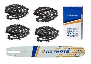 HS PARTS Prowadnica 16" (40 cm) 3/8" .063" (1,6 mm) + 4 x Łańcuch tnący 60 ogniw z zębem okrągłym do wykonywania pił i desek pasuje do Stihl 044 048 MS310 MS360 MS361 MS362 MS440 MS441 MS462 MS460 MS640 MS650 MS660 MS500i