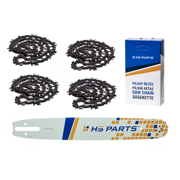 HS PARTS Prowadnica 16" (40 cm) 3/8" .063" (1,6 mm) + 4 x Łańcuch tnący 60 ogniw z zębem okrągłym do wykonywania pił i desek pasuje do Stihl 044 048 MS310 MS360 MS361 MS362 MS440 MS441 MS462 MS460 MS640 MS650 MS660 MS500i