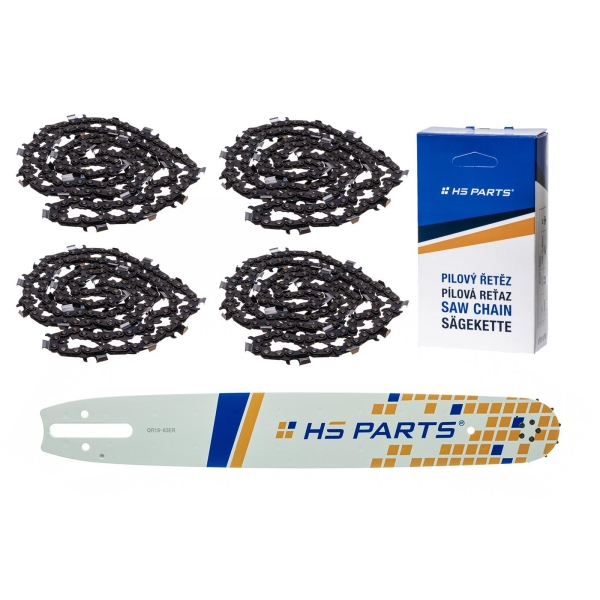 HS PARTS Prowadnica 16" (40 cm) 3/8" .063" (1,6 mm) + 4 x Łańcuch tnący 60 ogniw Ząb kwadratowy do Stihl 036 038 044 066 MS290 MS310 MS390 MS440 MS441 MS460 MS640 MS650 MS660