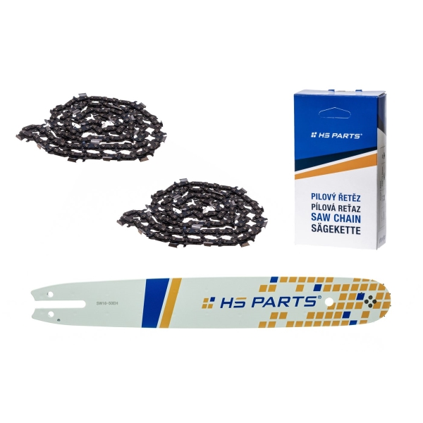 HS PARTS Prowadnica 16" (40 cm) .325" .050" (1,3 mm) + 2 x Łańcuch tnący 62 ogniwa ząb kwadratowy