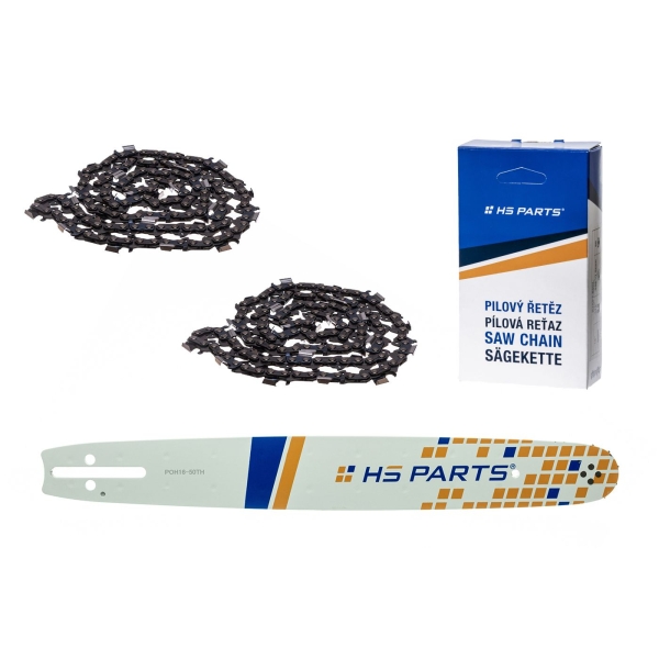 HS PARTS Prowadnica 16" (40 cm) .325" .050" (1,3 mm) + 2 x Łańcuch tnący 66 ogniw Zęby kwadratowe do Husqvarna 40 55 242 254 262 339XP 353 357 359 T435 445 455 460 550 560XP