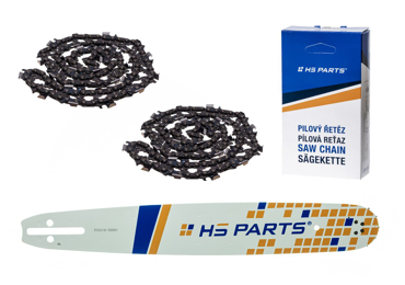 HS PARTS Prowadnica 16" (40 cm) .325" .058" (1,5 mm) + 2 x Łańcuch tnący 66 ogniw Ząb kwadratowy do Husqvarna 36 55 136 154 257 262 346 357 435 445 460 Jonsered 2054 2152 2155 Dolmar 109 111 112 116 Solo 639 651 665