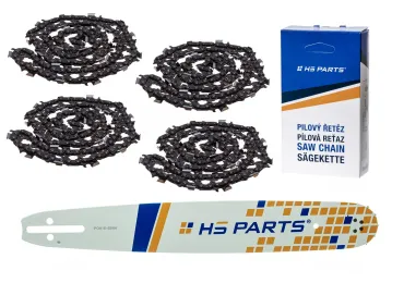 HS PARTS Prowadnica 16" (40 cm) .325" .058" (1,5 mm) + 4 x Łańcuch tnący 66 ogniw Zęby kwadratowe do Husqvarna 36 55 136 154 257 262 346 357 435 445 460 Jonsered 2054 2152 CS2149W Dolmar 109 111 112 116 Solo 639 651 665